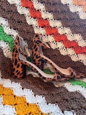 Vince Camuto Leopard Print Block Heel Sandals - Women's Ankle Strap